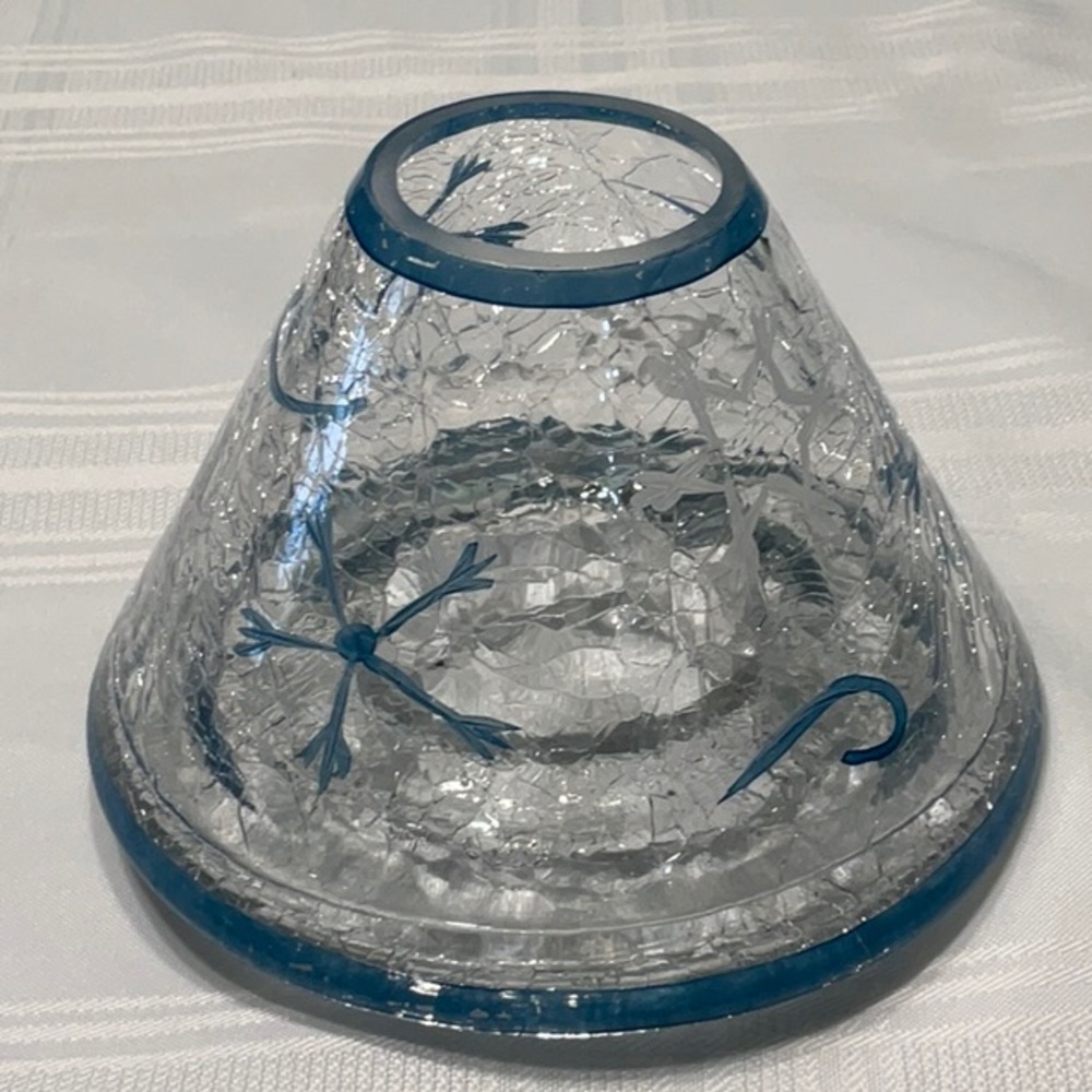 Candle Topper Clear Heavy Glass with Snowflakes - Picture 2 of 5